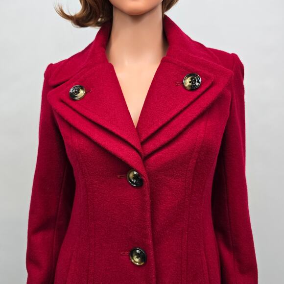 London Fog Peacoat Wool Blend Single-Breasted Women XXS 2XS Red Lined - Picture 4 of 12